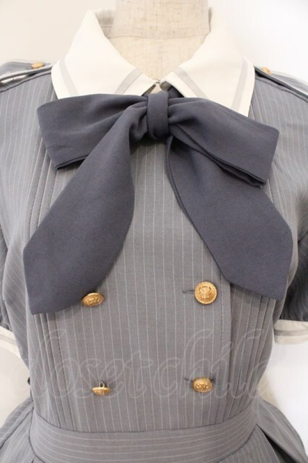 画像2: Amavel / ピンストライプシャツカラーワンピース F サックス O-26-02-16-031-CA-OP-IG-OS (2)