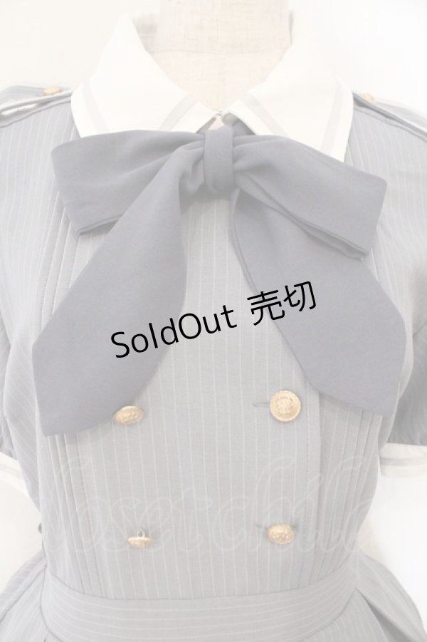 画像2: Amavel / ピンストライプシャツカラーワンピース F サックス O-26-02-16-031-CA-OP-IG-OS (2)