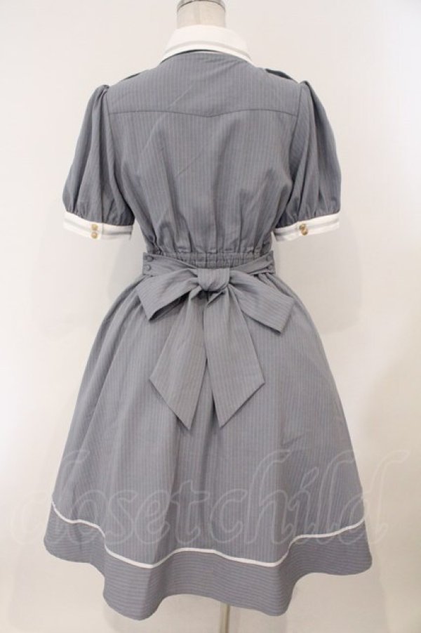画像4: Amavel / ピンストライプシャツカラーワンピース F サックス O-26-02-16-031-CA-OP-IG-OS (4)