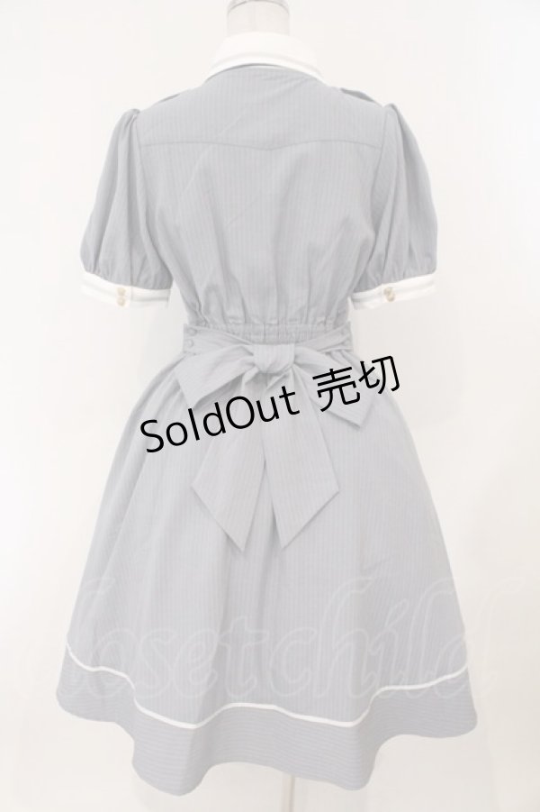 画像4: Amavel / ピンストライプシャツカラーワンピース F サックス O-26-02-16-031-CA-OP-IG-OS (4)