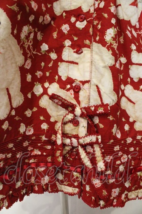 画像3: PINK HOUSE / バラ園うさぎミディワンピース  アカ O-26-02-16-036-LO-OP-OW-OS (3)