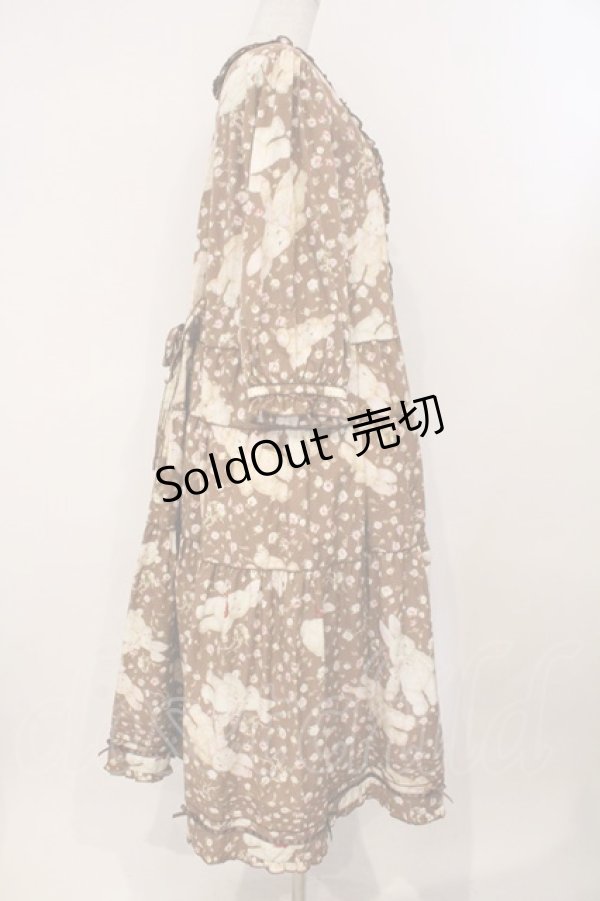 画像4: PINK HOUSE / バラ園うさぎミディワンピース  ショコラ O-26-02-16-037-LO-OP-OW-OS (4)