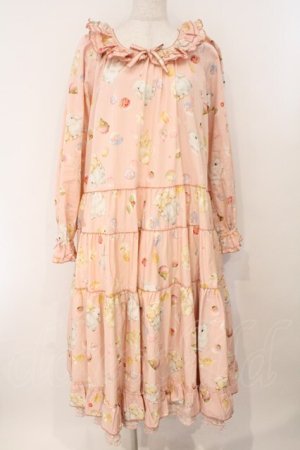 画像: PINK HOUSE / 幸見うさぎプリントミディワンピース  ピンク O-26-02-16-039-LO-OP-OW-OS