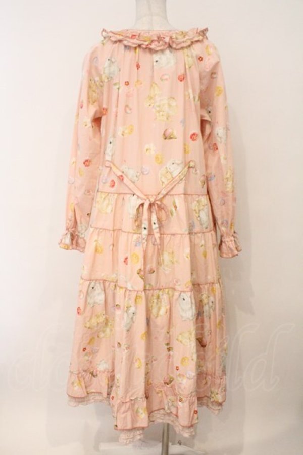 画像6: PINK HOUSE / 幸見うさぎプリントミディワンピース  ピンク O-26-02-16-039-LO-OP-OW-OS (6)