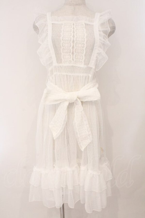 画像1: axes femme kawaii / ドットチュールエプロン  オフシロ O-26-02-16-041-AX-OP-IG-OS (1)