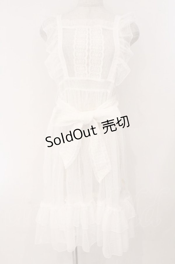 画像1: axes femme kawaii / ドットチュールエプロン  オフシロ O-26-02-16-041-AX-OP-IG-OS (1)