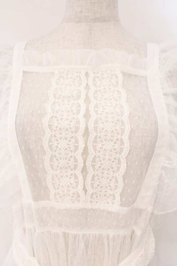 画像2: axes femme kawaii / ドットチュールエプロン  オフシロ O-26-02-16-041-AX-OP-IG-OS (2)