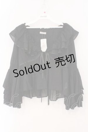 画像: axes femme / レース袖フリルボレロ  クロ O-26-02-16-043-AX-TO-IG-OS