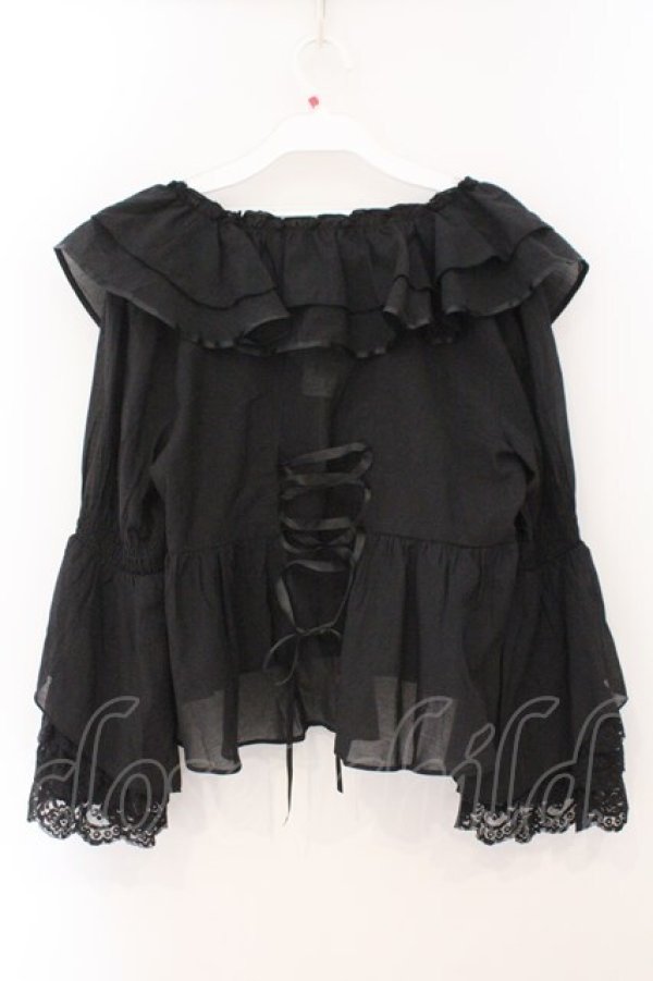 画像3: axes femme / レース袖フリルボレロ  クロ O-26-02-16-043-AX-TO-IG-OS (3)