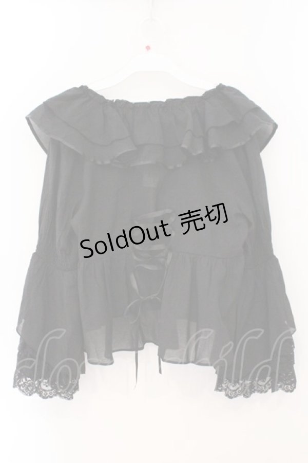 画像3: axes femme / レース袖フリルボレロ  クロ O-26-02-16-043-AX-TO-IG-OS (3)