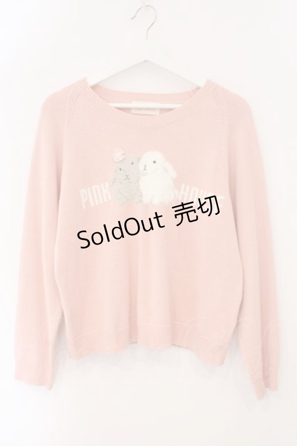 画像1: PINK HOUSE / 幸見うさぎモチーフニット  ピンク O-26-02-16-047-LO-TO-OW-OS (1)