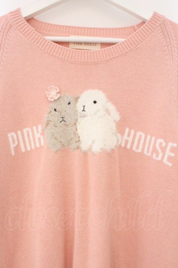 画像2: PINK HOUSE / 幸見うさぎモチーフニット  ピンク O-26-02-16-047-LO-TO-OW-OS (2)