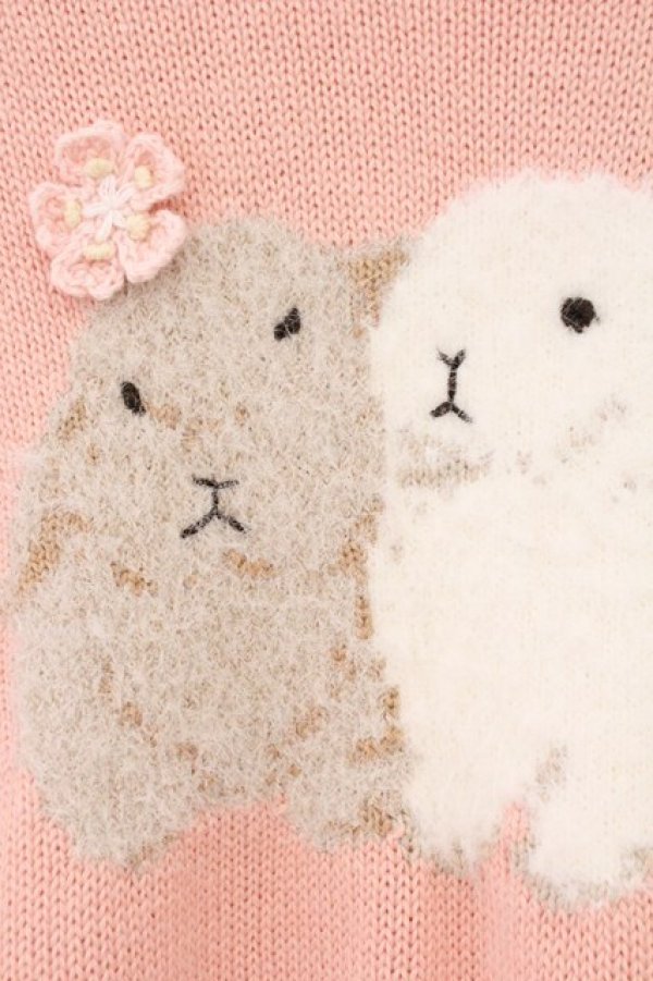 画像3: PINK HOUSE / 幸見うさぎモチーフニット  ピンク O-26-02-16-047-LO-TO-OW-OS (3)