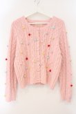 画像1: PINK HOUSE / カラフルポップル付きニットカーディガン  ピンク O-26-02-16-048-LO-TO-OW-OS (1)