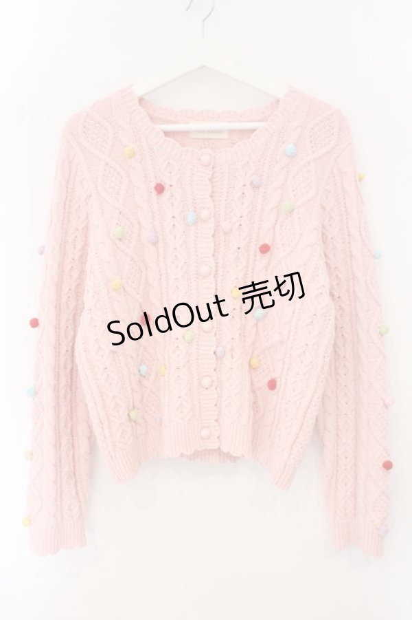 画像1: PINK HOUSE / カラフルポップル付きニットカーディガン  ピンク O-26-02-16-048-LO-TO-OW-OS (1)