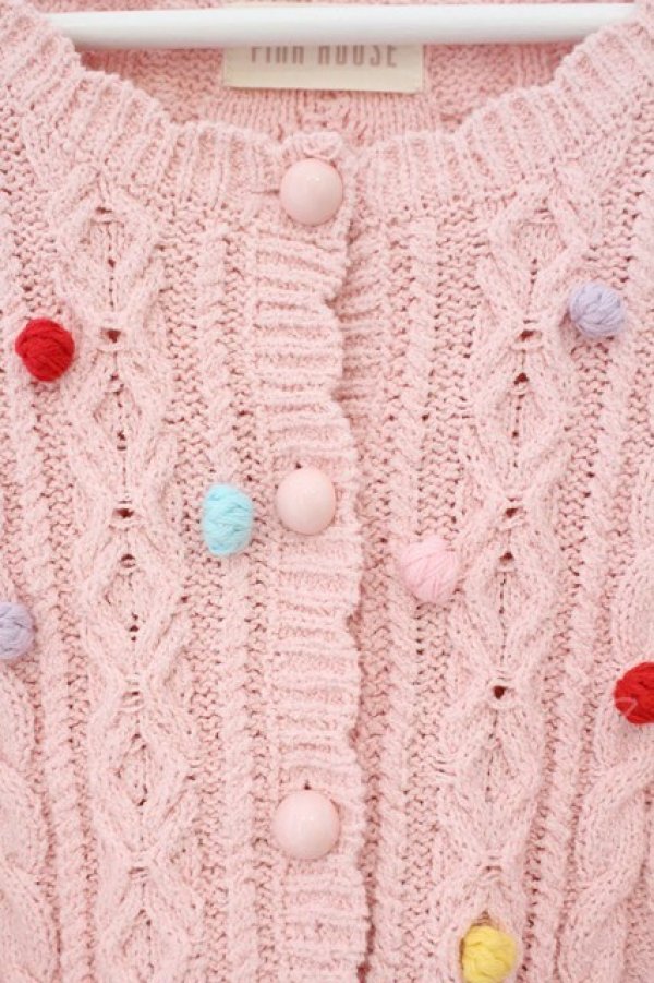 画像2: PINK HOUSE / カラフルポップル付きニットカーディガン  ピンク O-26-02-16-048-LO-TO-OW-OS (2)