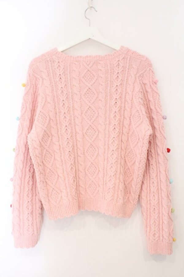 画像4: PINK HOUSE / カラフルポップル付きニットカーディガン  ピンク O-26-02-16-048-LO-TO-OW-OS (4)