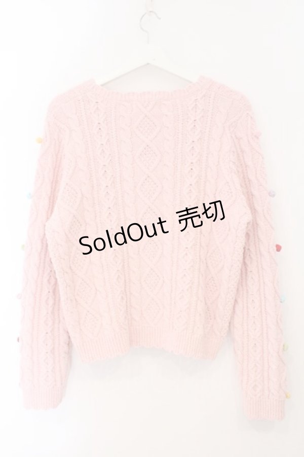 画像4: PINK HOUSE / カラフルポップル付きニットカーディガン  ピンク O-26-02-16-048-LO-TO-OW-OS (4)