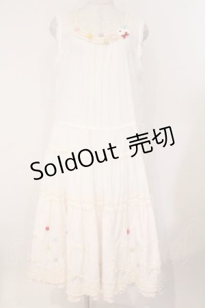 画像: PINK HOUSE / カラフルポップルフリル使いワンピース  シロ O-26-02-16-049-LO-OP-OW-OS