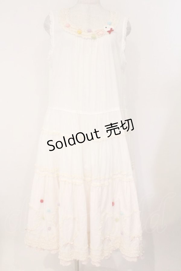 画像1: PINK HOUSE / カラフルポップルフリル使いワンピース  シロ O-26-02-16-049-LO-OP-OW-OS (1)