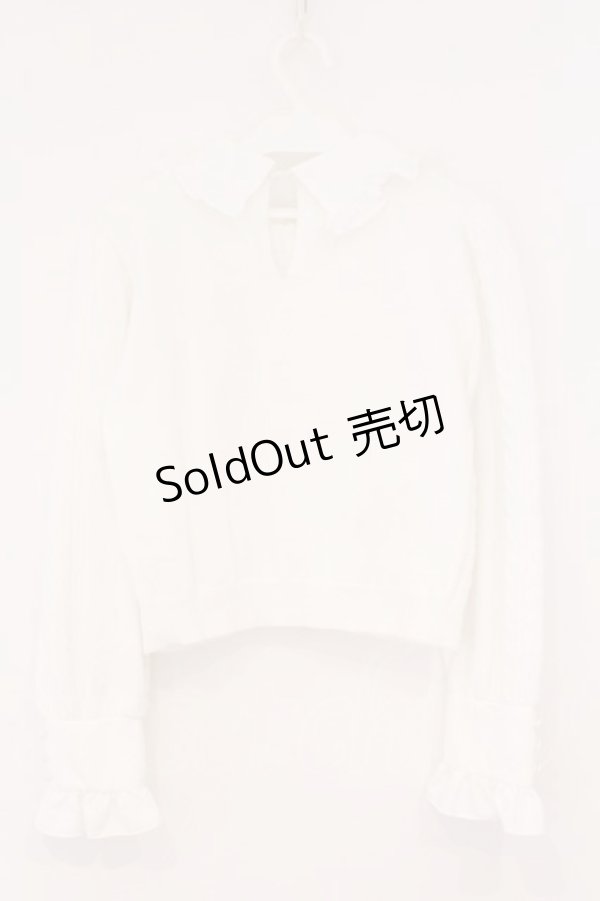 画像3: evelyn / 襟フリルケーブルニット  シロ O-26-02-16-052-LO-TO-OW-OS (3)