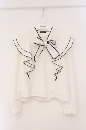 画像: evelyn / リボンフリルブラウス  シロ O-26-02-16-053-LO-BL-OW-OS