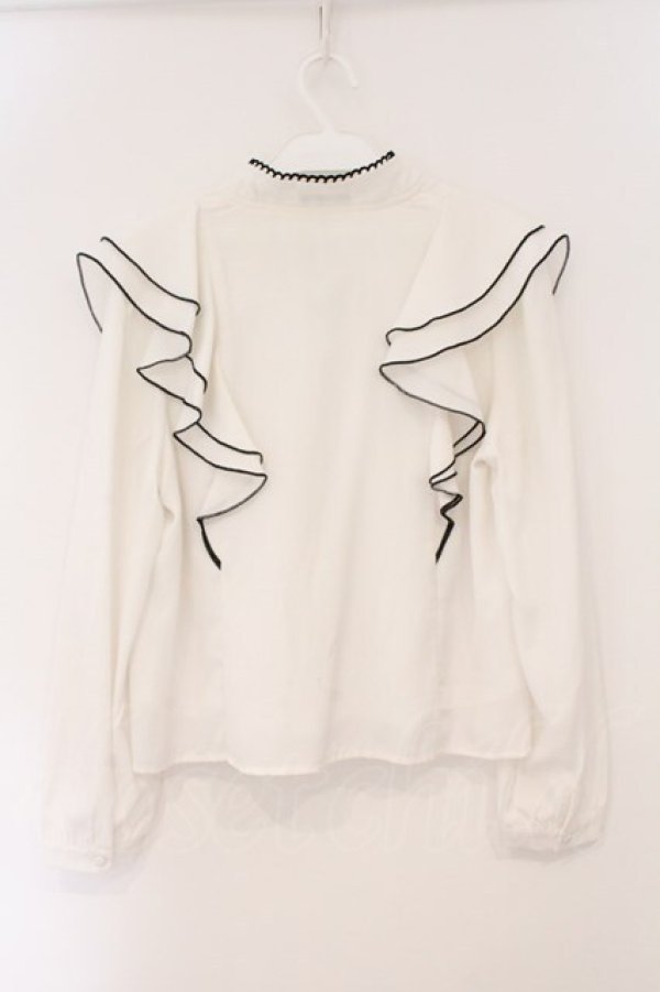 画像2: evelyn / リボンフリルブラウス  シロ O-26-02-16-053-LO-BL-OW-OS (2)