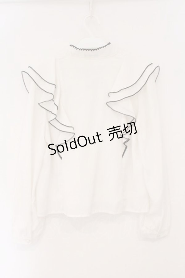 画像2: evelyn / リボンフリルブラウス  シロ O-26-02-16-053-LO-BL-OW-OS (2)