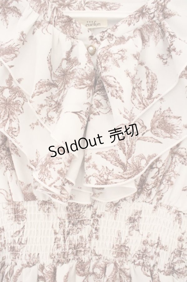 画像2: evelyn / 花柄シャーリングワンピース  シロ×ブラウン O-26-02-16-054-LO-OP-OW-OS (2)