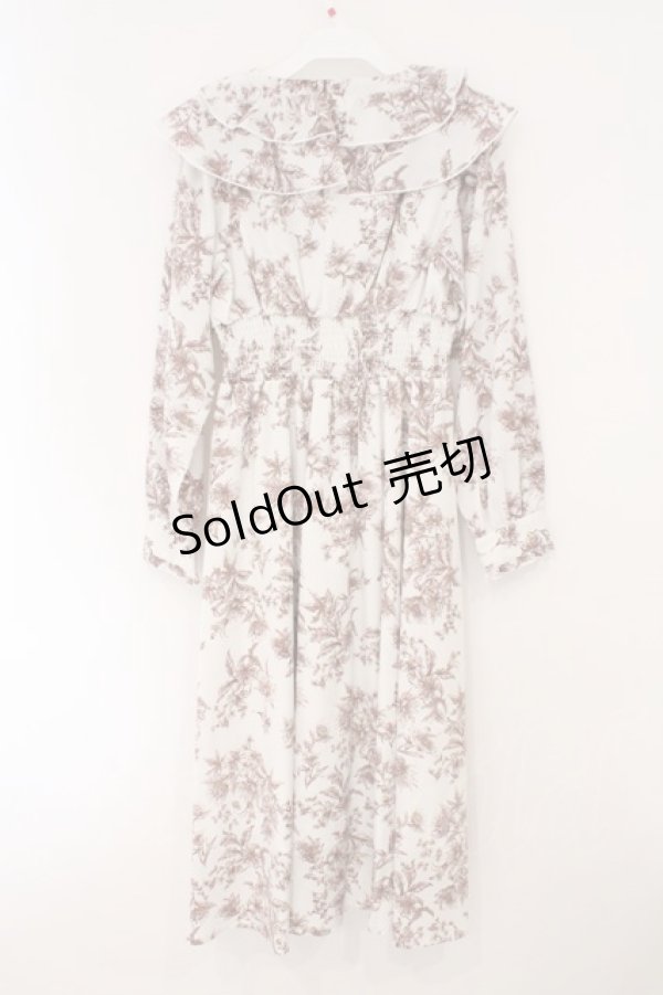 画像3: evelyn / 花柄シャーリングワンピース  シロ×ブラウン O-26-02-16-054-LO-OP-OW-OS (3)