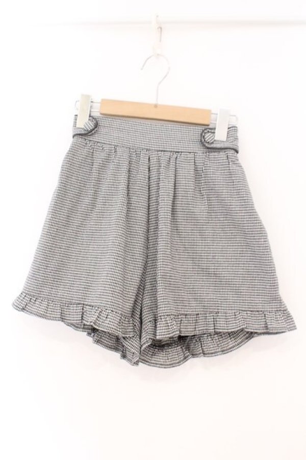 画像1: evelyn / 裾フリルギンガムショートパンツ  クロ O-26-02-16-057-LO-PA-OW-OS (1)