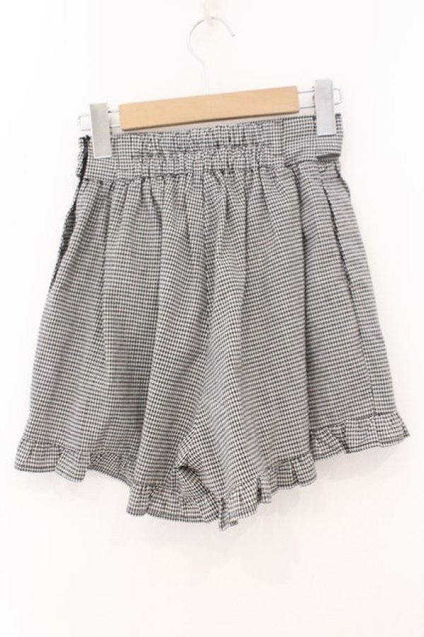 画像2: evelyn / 裾フリルギンガムショートパンツ  クロ O-26-02-16-057-LO-PA-OW-OS (2)