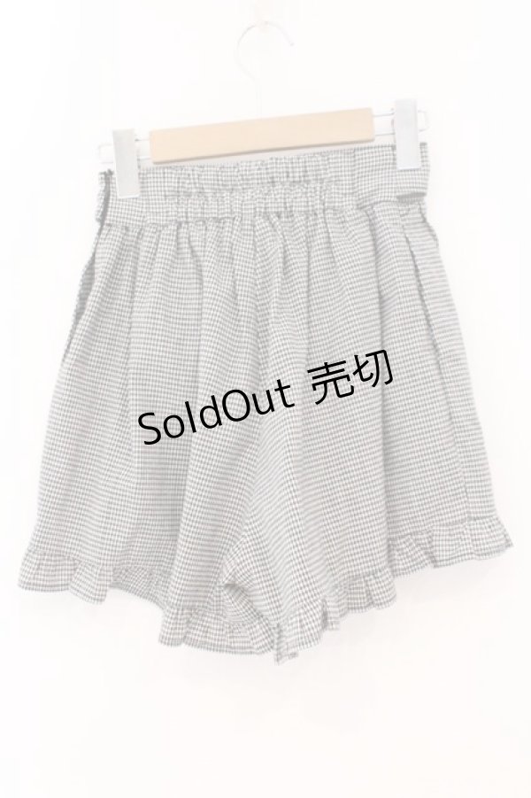 画像2: evelyn / 裾フリルギンガムショートパンツ  クロ O-26-02-16-057-LO-PA-OW-OS (2)