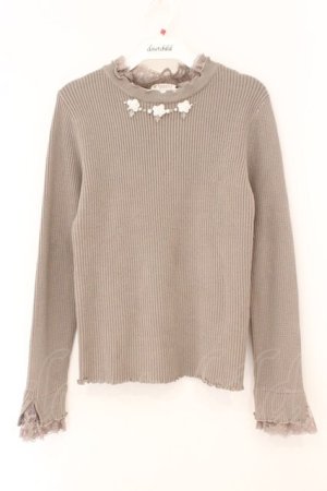 画像: axes femme / ビジューフラワーニット M チャコールグレー O-26-02-16-071-AX-TO-OW-OS