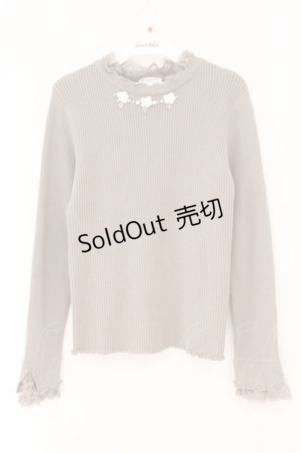 画像1: axes femme / ビジューフラワーニット M チャコールグレー O-26-02-16-071-AX-TO-OW-OS (1)