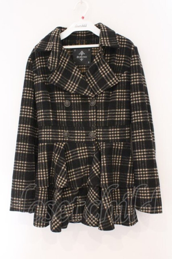 画像1: Ozz Croce / チェックフレアコート  ブラック×ブラウンチェック O-26-02-16-075-OO-CO-IG-OS (1)