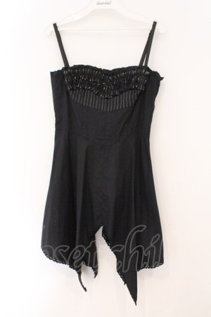 画像: BPN / ストライプフリルキャミソールワンピース M ブラック O-26-02-16-077-GO-OP-IG-OS