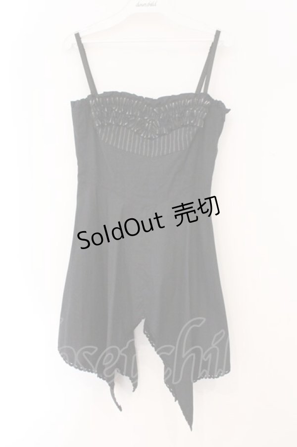 画像1: BPN / ストライプフリルキャミソールワンピース M ブラック O-26-02-16-077-GO-OP-IG-OS (1)