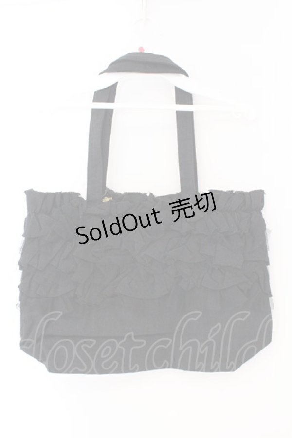 画像3: axes femme / 切りっぱなしフリルトートバッグ  クロ O-26-02-16-001-AX-BG-OW-OS (3)