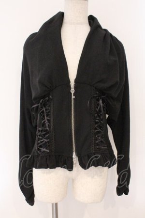 画像: OZZ ANGELO / レースアップニットドルマンカーディガン  ブラック O-26-02-16-078-OO-TO-IG-OS