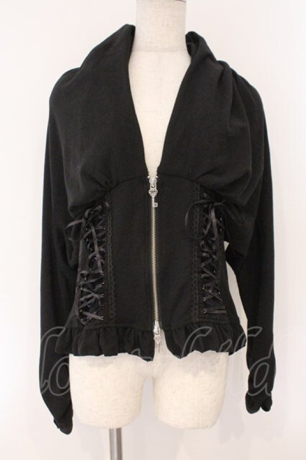 画像1: OZZ ANGELO / レースアップニットドルマンカーディガン  ブラック O-26-02-16-078-OO-TO-IG-OS (1)