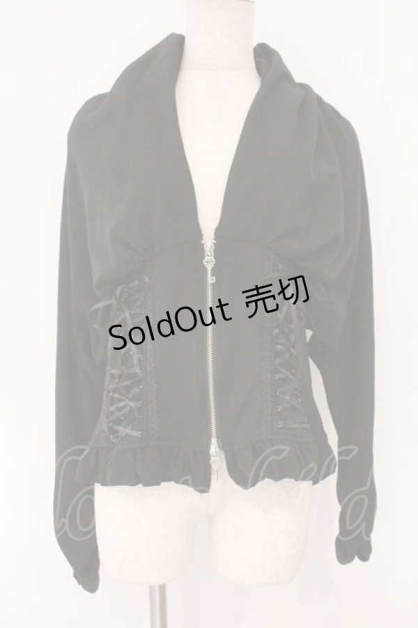 画像1: OZZ ANGELO / レースアップニットドルマンカーディガン  ブラック O-26-02-16-078-OO-TO-IG-OS (1)