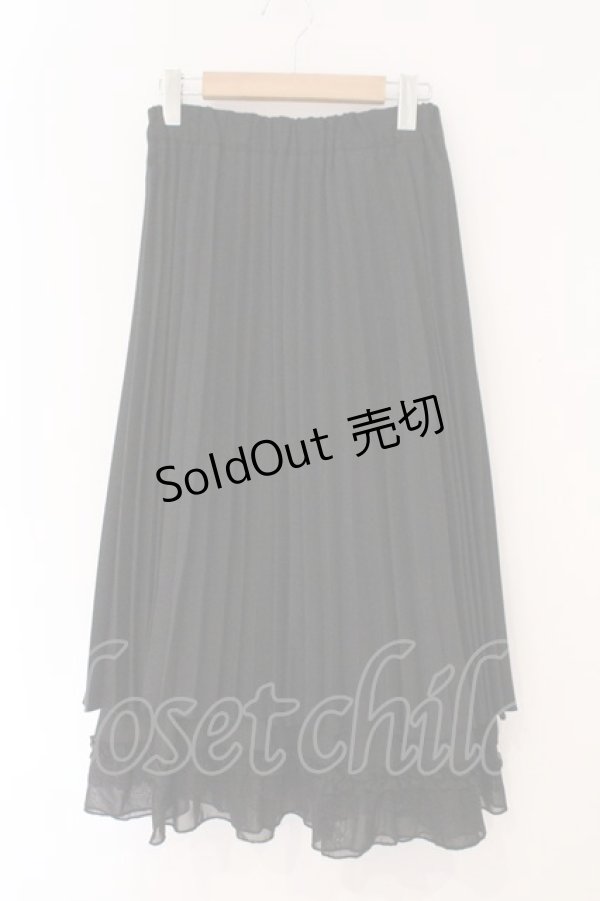 画像1: axes femme / 裾フリルプリーツスカート M クロ O-26-02-16-079-AX-SK-IG-OS (1)