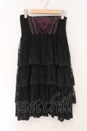 画像: OZZ ANGELO / レースティアードニットスカート  ブラック×パープル系 O-26-02-16-081-OO-SK-IG-OS