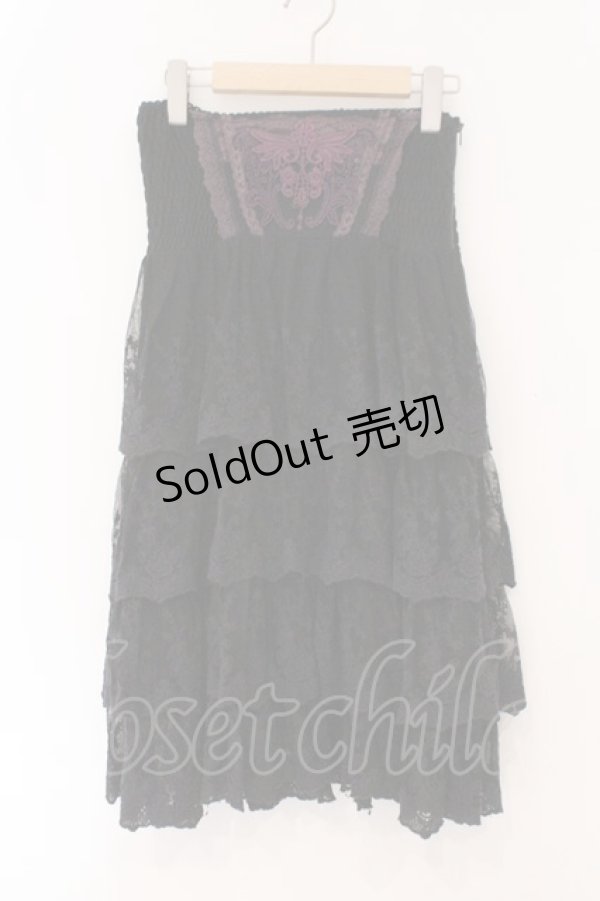 画像1: OZZ ANGELO / レースティアードニットスカート  ブラック×パープル系 O-26-02-16-081-OO-SK-IG-OS (1)