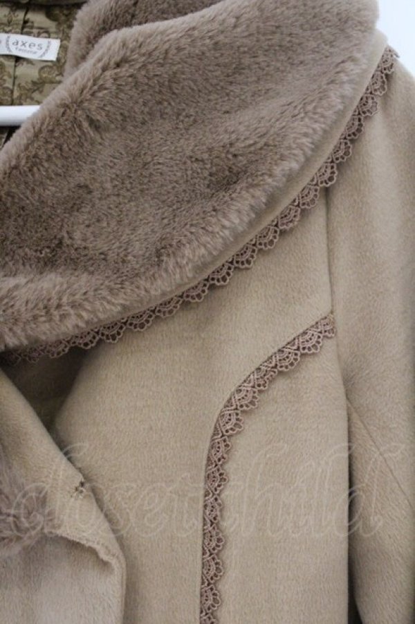 画像2: axes femme / ファーショールカラー付コート M キャメル O-26-02-16-082-AX-CO-IG-OS (2)