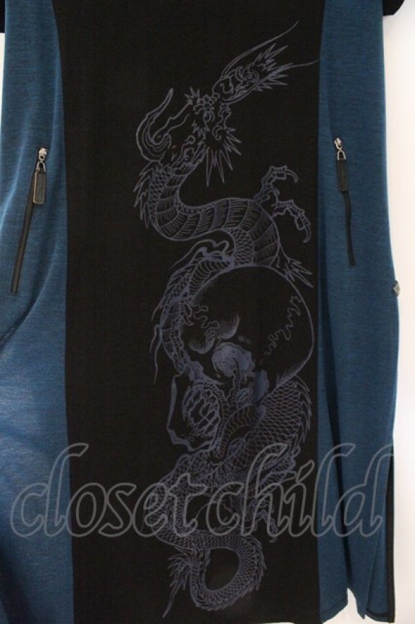 画像2: Qutie Frash / BIGロングカットソー  ブラック×ブルー O-26-02-16-088-QU-OP-OW-OS (2)