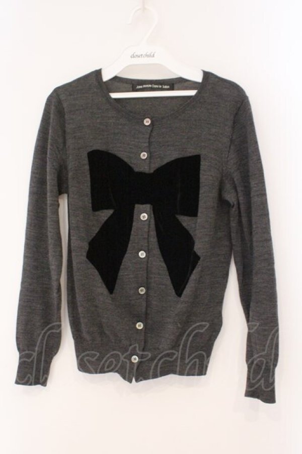 画像1: Jane Marple Dans Le Salon / 別珍リボンカーディガン風ニット M グレー O-26-02-16-097-JM-OP-OW-OS (1)