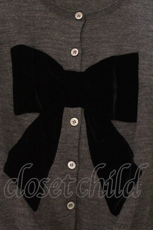 画像2: Jane Marple Dans Le Salon / 別珍リボンカーディガン風ニット M グレー O-26-02-16-097-JM-OP-OW-OS (2)