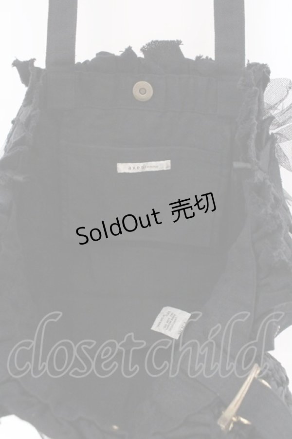 画像4: axes femme / 切りっぱなしフリルトートバッグ  クロ O-26-02-16-001-AX-BG-OW-OS (4)
